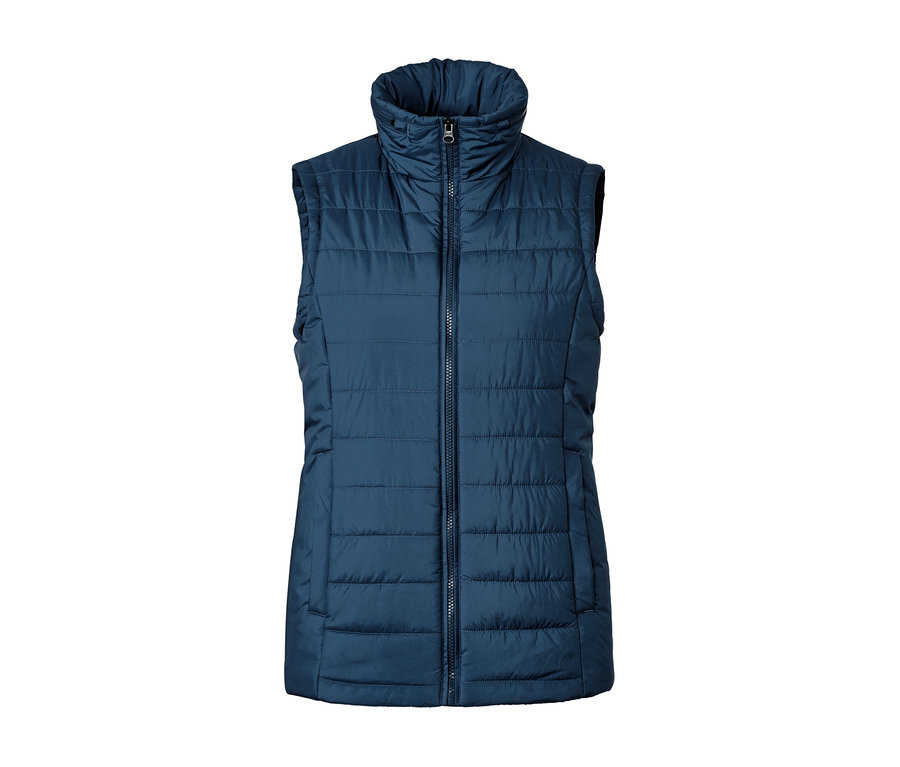Tmavomodrá prešívaná vesta na zips.