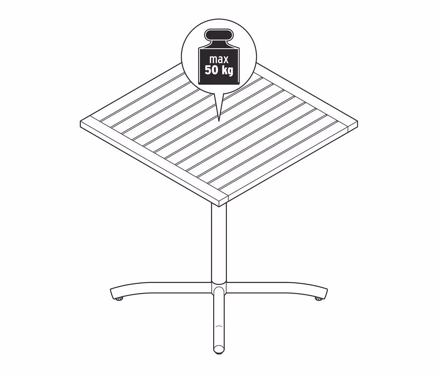 Ilustrácia stolíka na balkón »Elin« s maximálnou nosnosťou 50 kg.