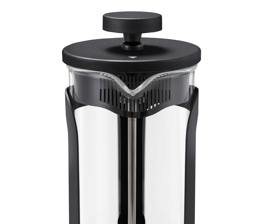 Detail kanvice french press 300 ml, 2 šálky, čierna.