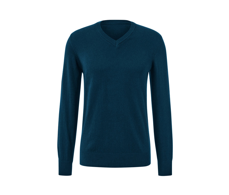 Petrolejový pulóver s výstrihom do V.