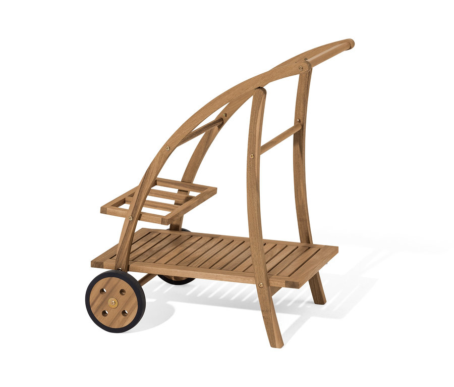 Barový vozík s odoberateľným podnosom z ľahkého dreva.