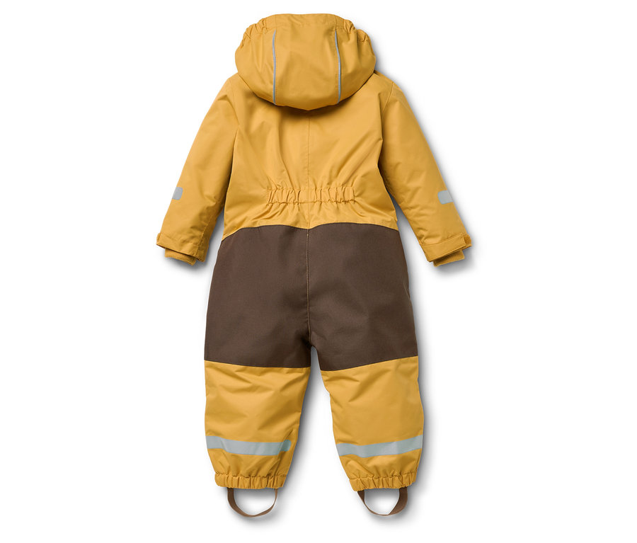 Žlto-hnedý overal s kapucňou, pohľad zozadu.
