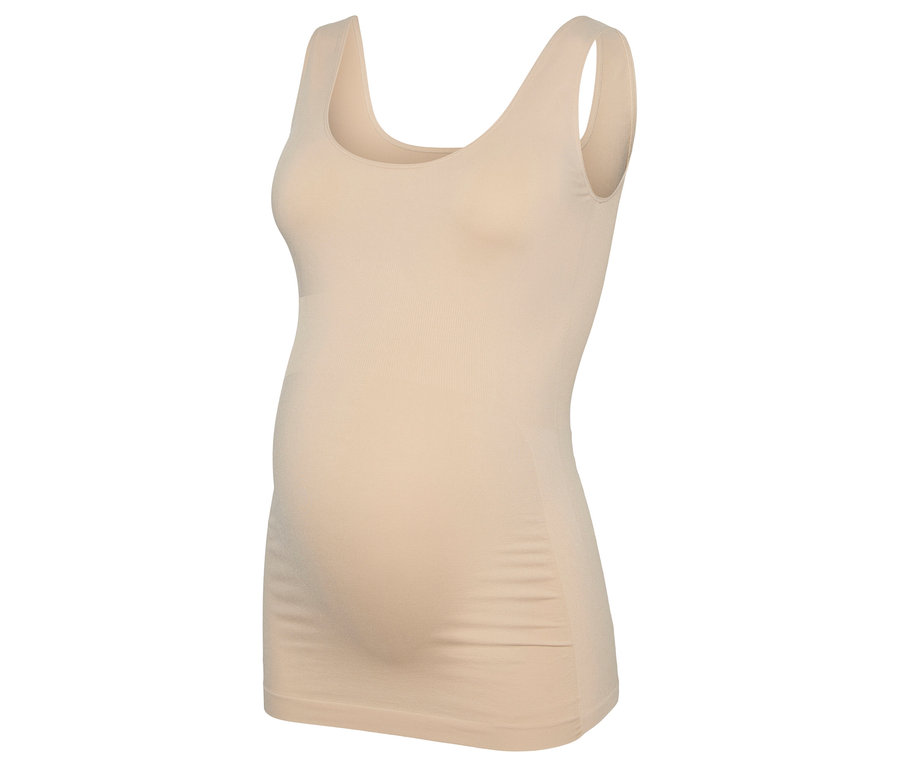 Detailný záber na tielko pre tehotné MAMALICIOUS MLHEAL TANK TOP NOOS A. v odtieni mellow buff.