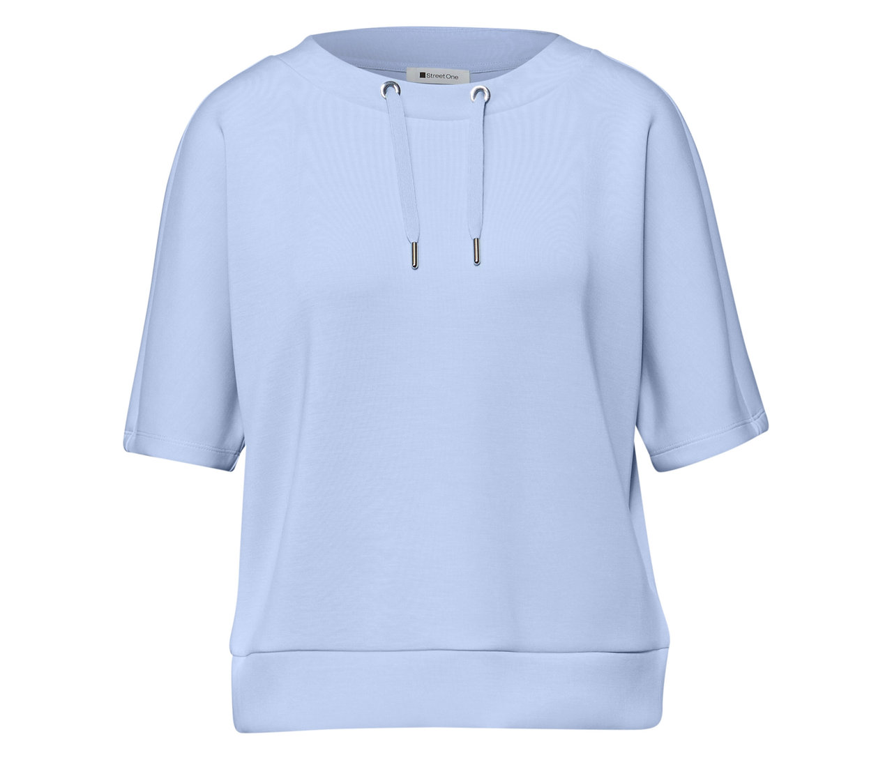 Svetlomodré tričko Street One s krátkymi rukávmi a šnúrkou pri výstrihu.