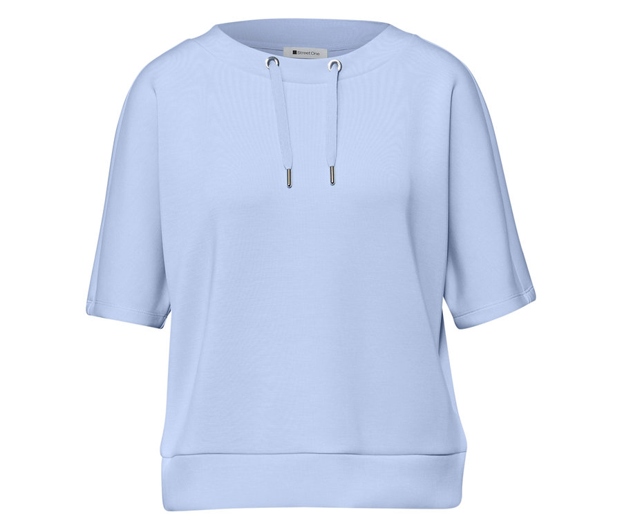 Svetlomodré tričko Street One s krátkymi rukávmi a šnúrkou pri výstrihu.