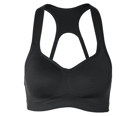Čierna športová podprsenka so zadným dielom v štýle racerback.
