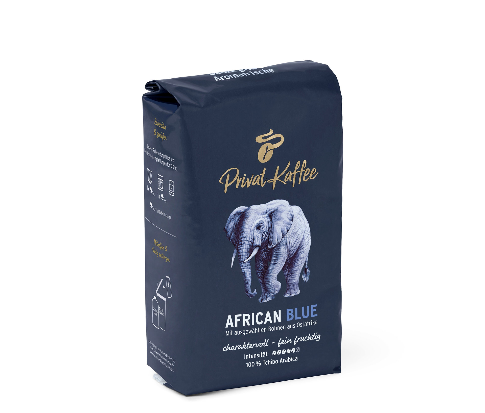 Tchibo - Privat Kaffee African Blue - 500 g, zrnková káva - Intenzita: 5/6