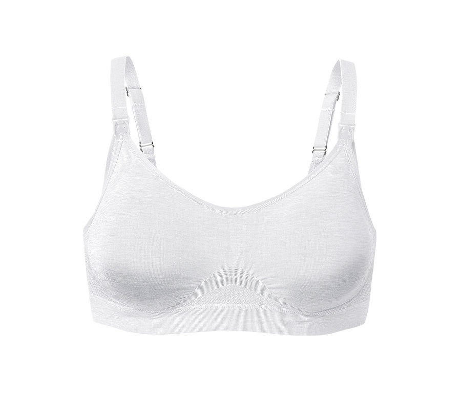 Biela bezšvová podprsenka na dojčenie z dvojdielnej súpravy.