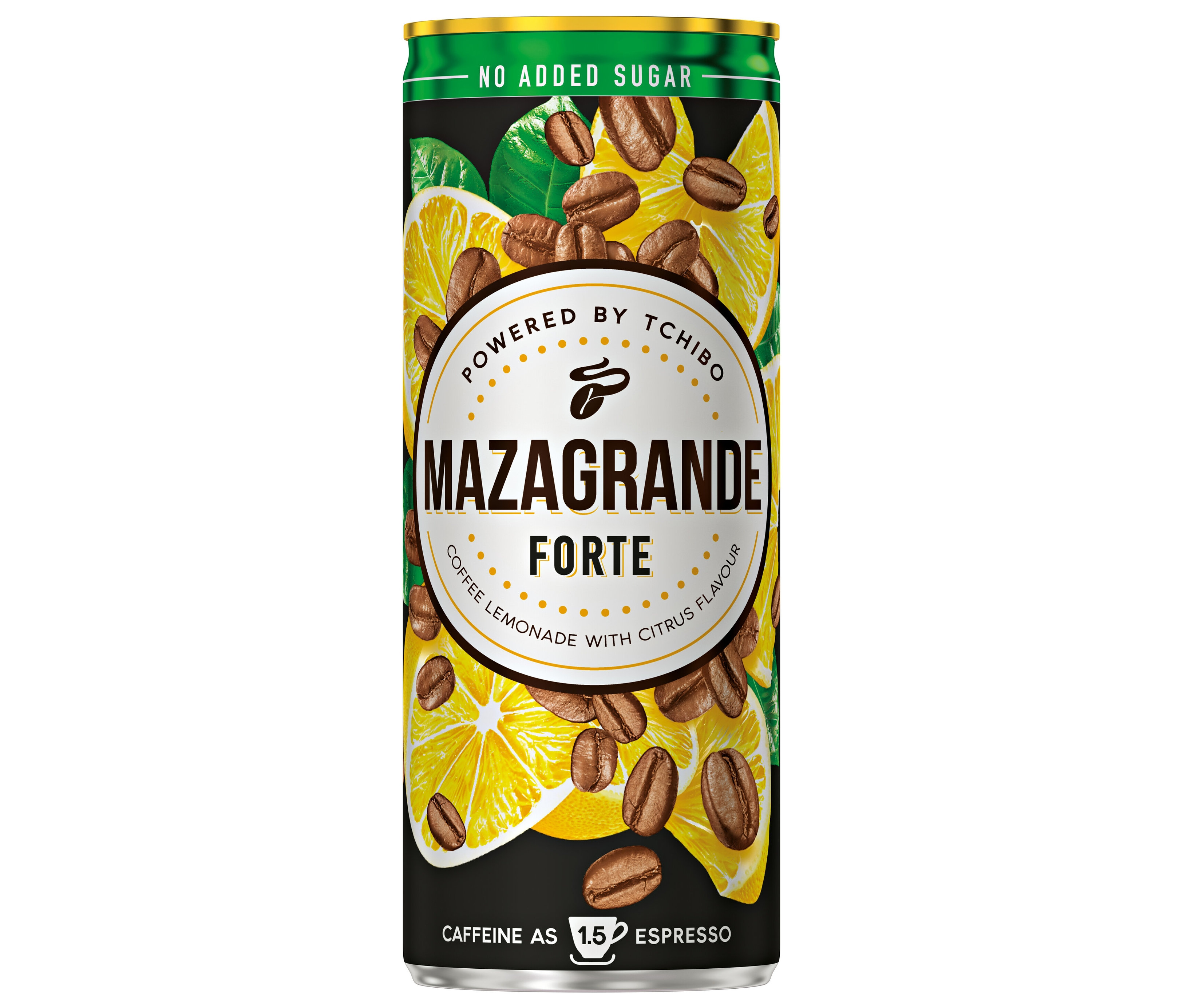 Plechovka Mazagrande Forte, 1 ks s motívom citrónov a kávových zŕn.