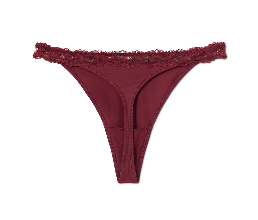 Bordové nohavičky tangá s čipkou.