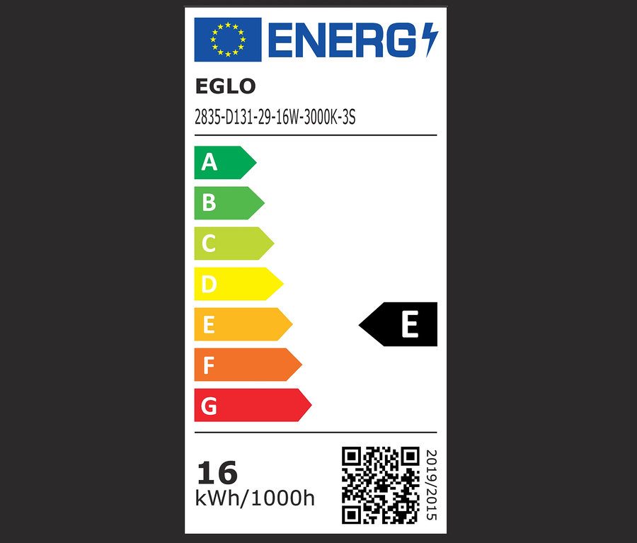 Energetický štítok LED nástenného a stropného svietidla.