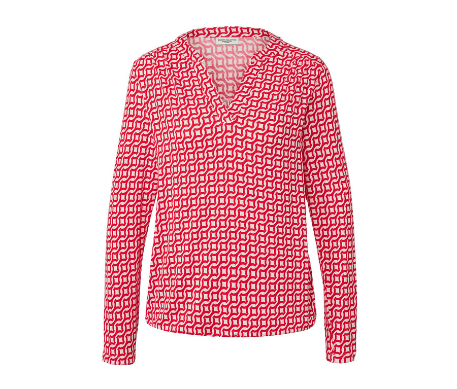 Červené blúzkové tričko s potlačou.