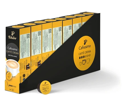 Balenie kávových kapsúl Cafissimo Caffè Crema mild.
