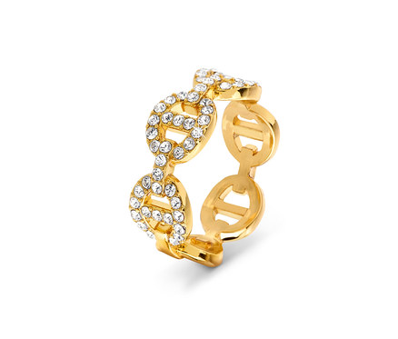 Prsteň »Schiffsanker« so sklenenými krištáľovými kamienkami