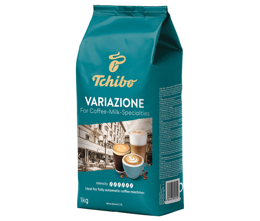 Balenie 1 kg zrnkovej kávy Tchibo Variazione.