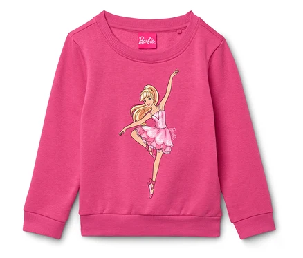 Ružová mikina s obrázkom baletky Barbie.