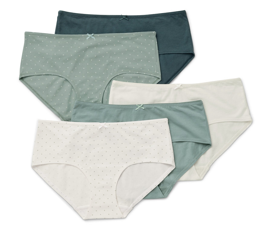 Sada šiestich dámskych nohavičiek rôznych farieb a vzorov.