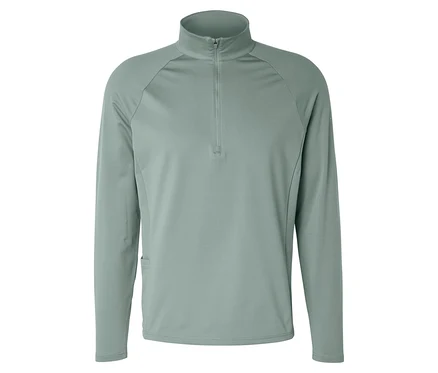 Šalviovo zelené termotričko »Half Zip« s dlhými rukávmi a stojačikom.