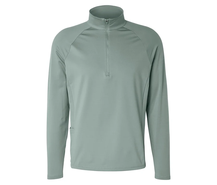 Šalviovo zelené termotričko »Half Zip« s dlhými rukávmi a stojačikom.
