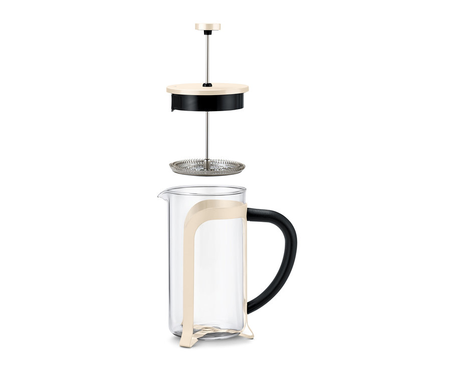 Rozložená kanvica french press 800 ml, 6 šálok, v béžovej farbe.