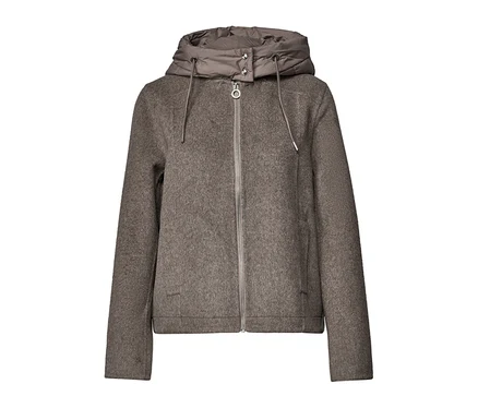 Prechodná bunda Street One v hnedej farbe so zipsom a polstrovanou kapucňou.