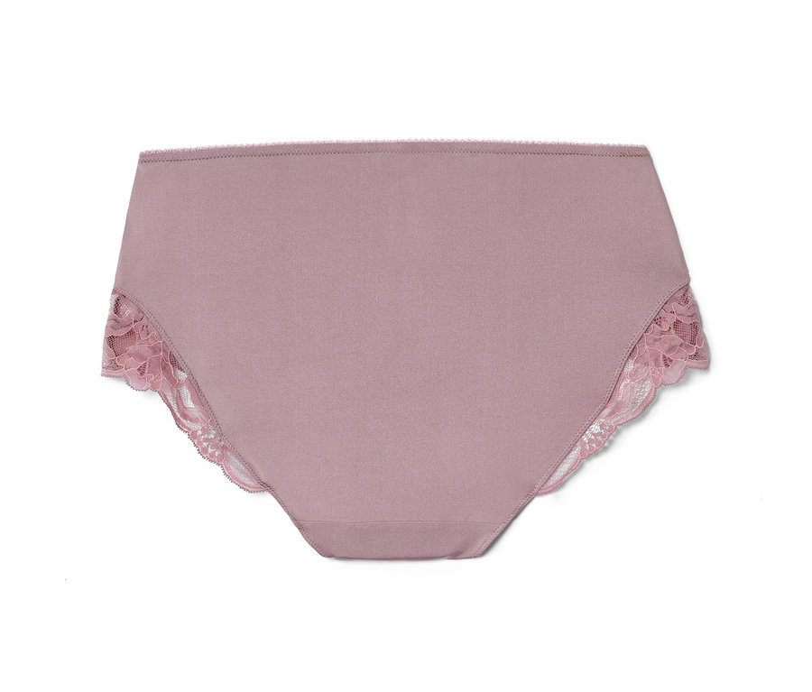 Ružové nohavičky so stredne vysokým pásom.