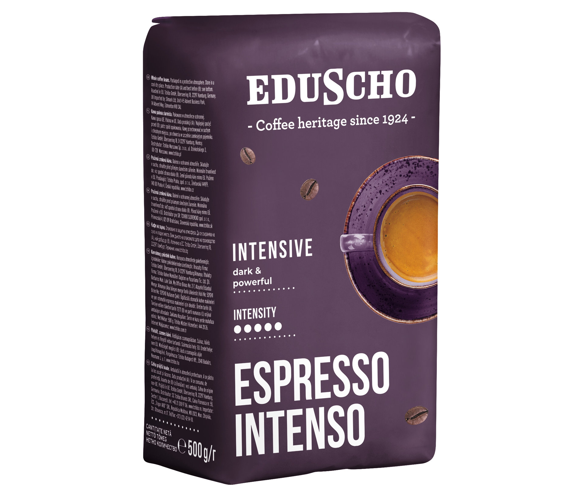 Eduscho Espresso Intenso - 500 g zrnkovej kávy - Intenzita: 5/5