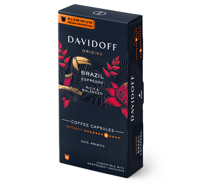 Balenie kapsúl DAVIDOFF CAFÉ ORIGINS Brazil.