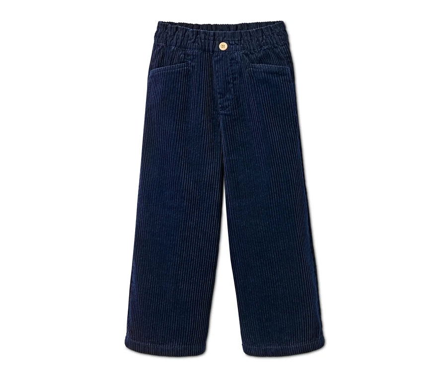 Modré menčestrové nohavice culottes.