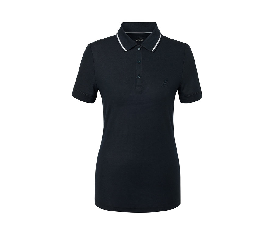 Tmavomodrá funkčná polokošeľa s bielym lemom na golieri.