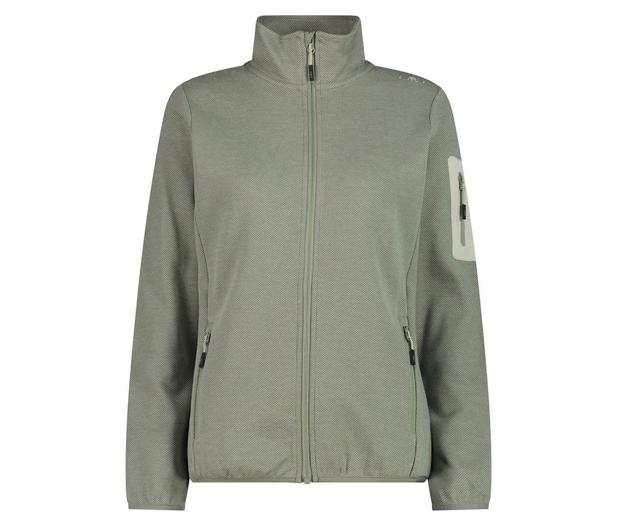 Zobrazuje sa svetlozelená fleecová bunda CMP so zipsom a bočnými vreckami.