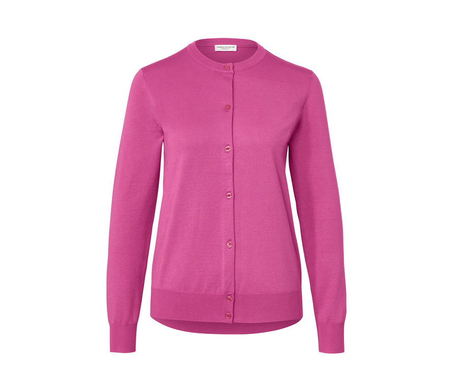 Ružový kardigán z jemného úpletu s gombíkmi.