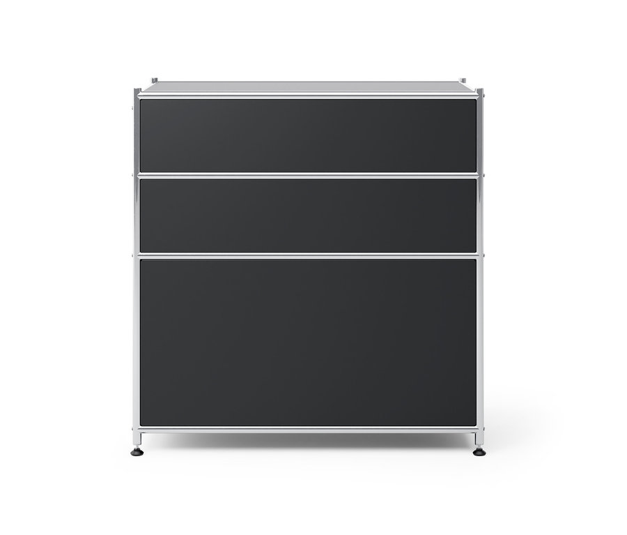 Čierna kovová komoda »CN3« s 3 zásuvkami.