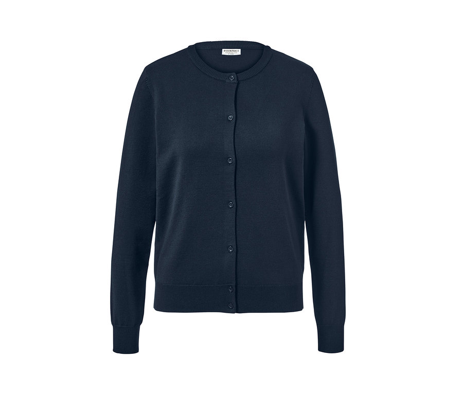 Tmavomodrý kardigán z jemného úpletu.