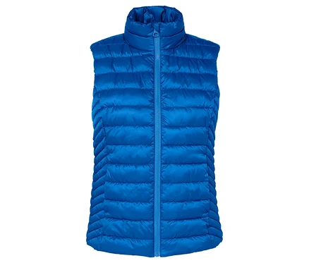 Modrá prešívaná vesta na zips.