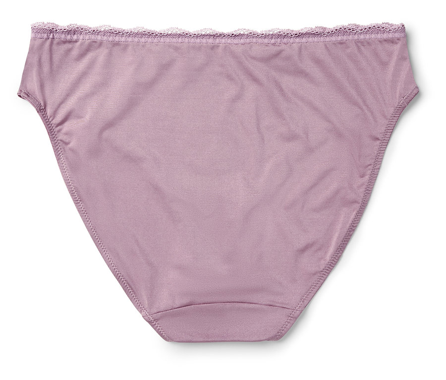 Fialové nohavičky s čipkou na vrchu.