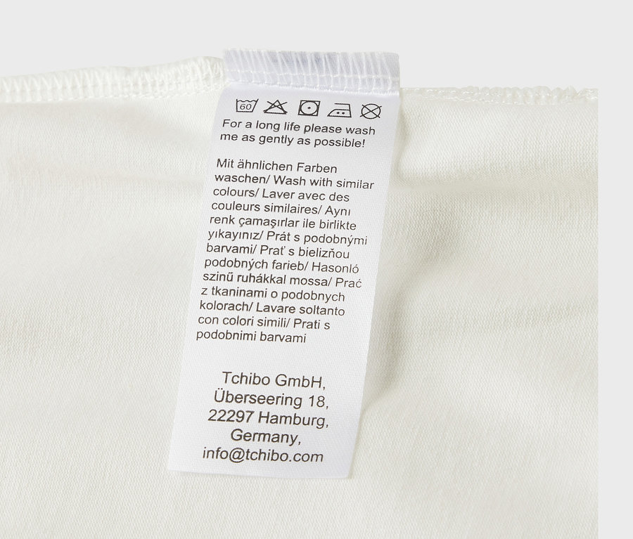 Štítok s inštrukciami na pranie pre Body pre bábätká s možnosťou prispôsobenia veľkosti, 5 ks.