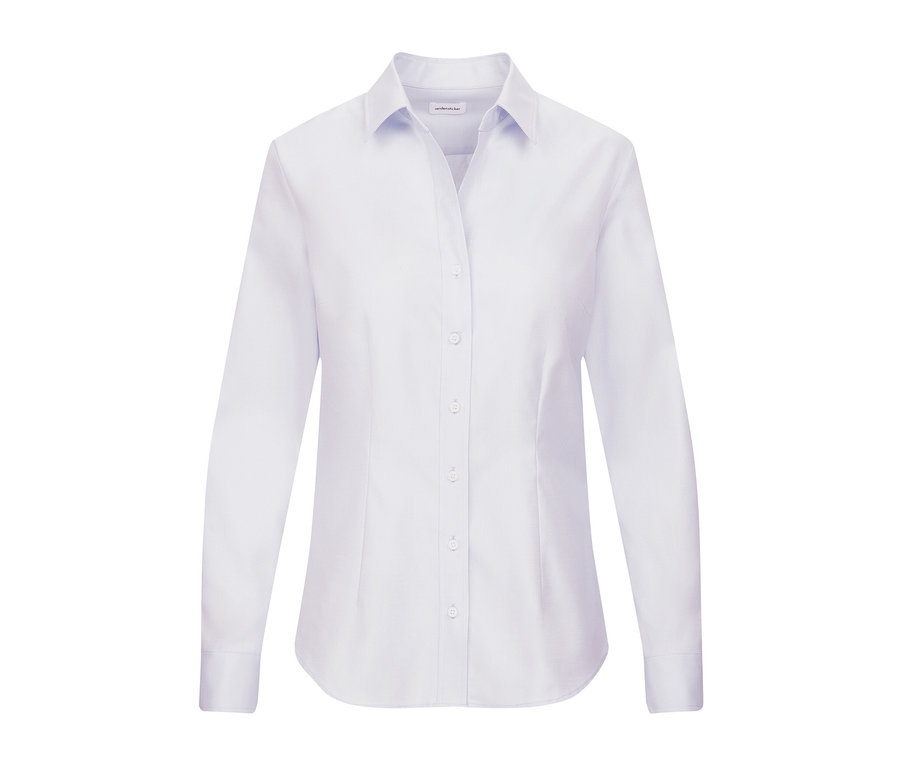 Svetlomodrá keprová blúzka Seidensticker s dlhými rukávmi a gombíkmi.