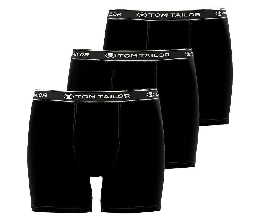 Tričko čierne boxerky Tom Tailor s elastickým pásom, naskladané na sebe.