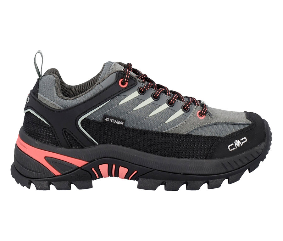Sivo-čierna outdoorová obuv CMP s koralovými akcentmi.