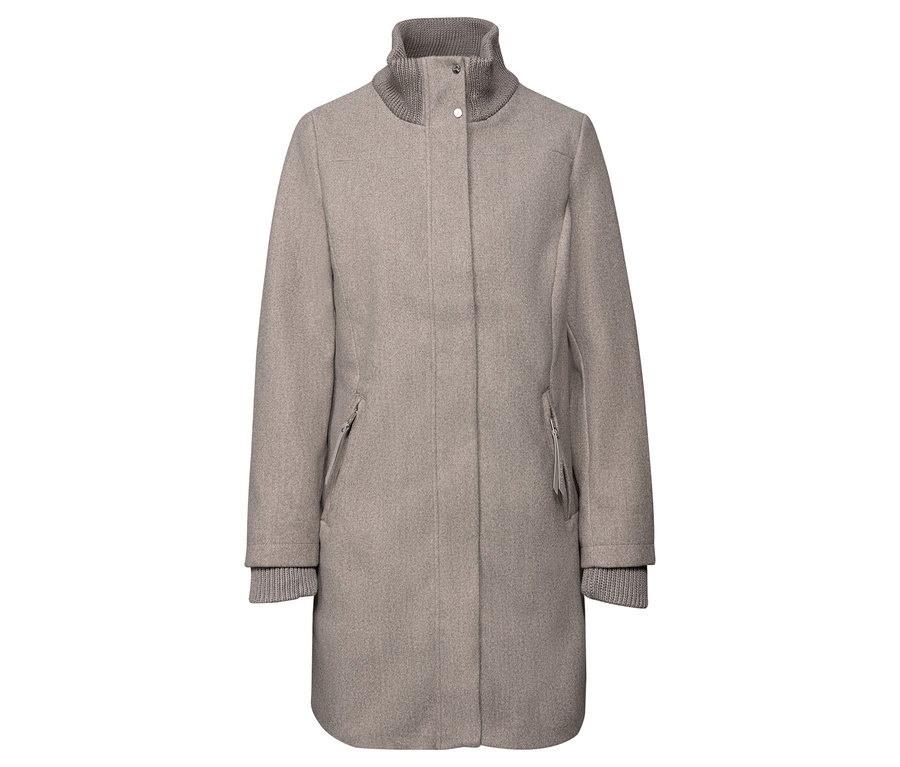 Svetlohnedý krátky kabát Street One s pleteným golierom.