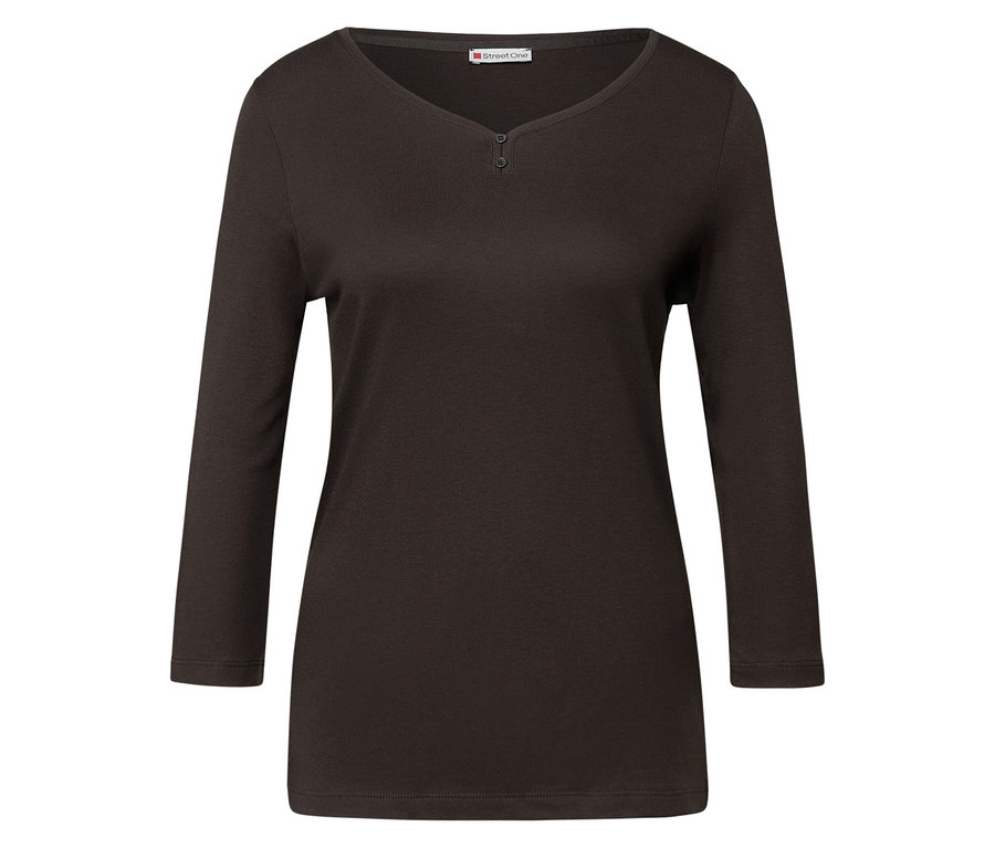 Hnedé 3/4-tričko Street One s gombíkovým detailom.