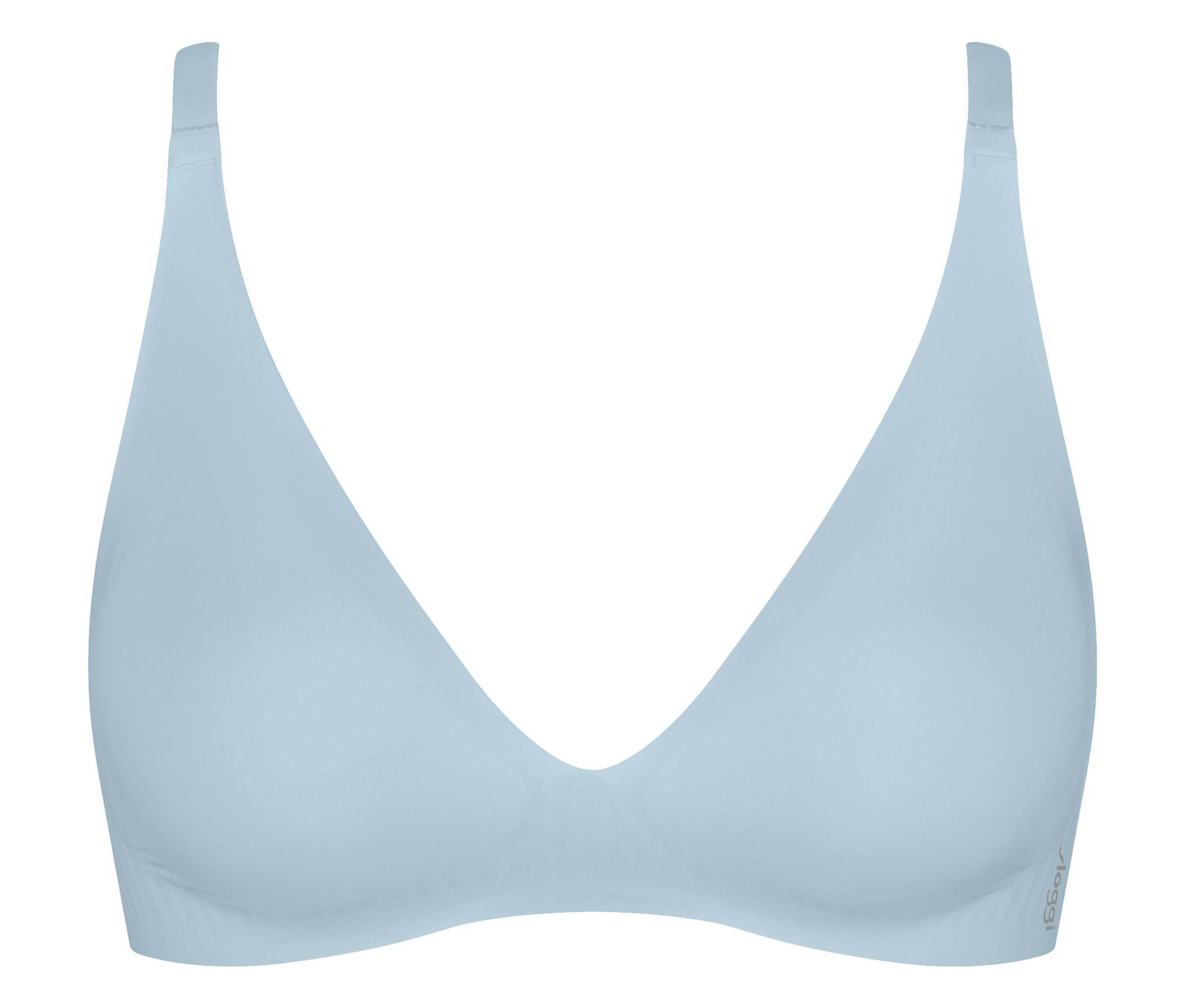 Svetlomodrá trojuholníková podprsenka bez kostíc.