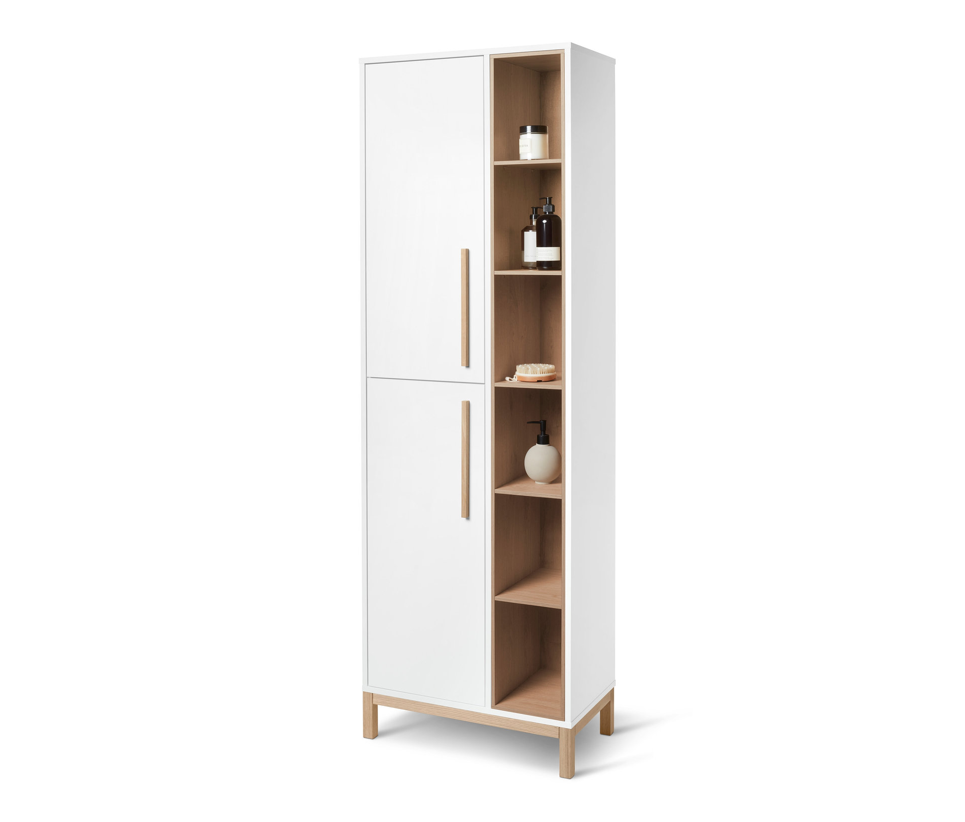 E-shop Vysoká skrinka do kúpeľne "Eklund" s bočným priečinkom