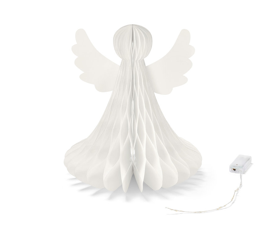 Veľký papierový LED anjel.
