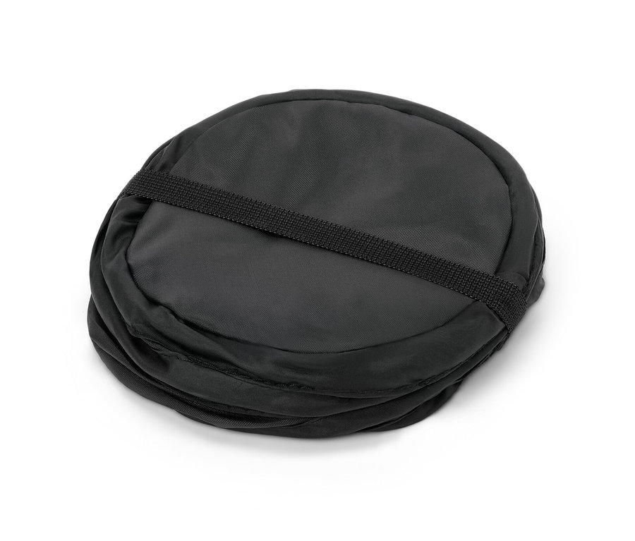 Skladací odpadkový kôš v čiernej farbe.