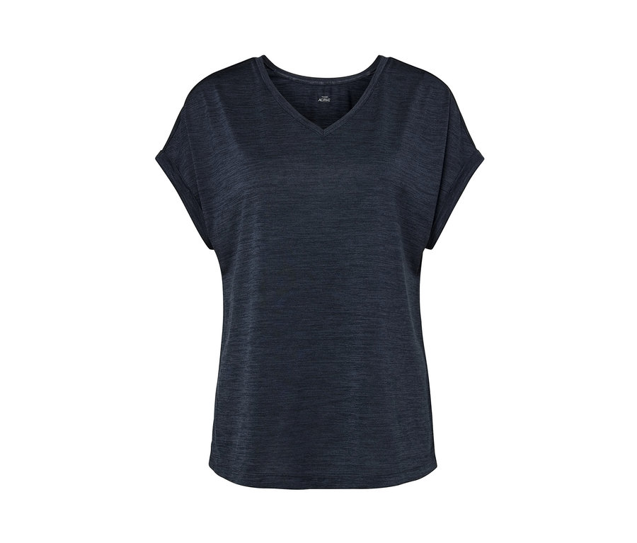 Modré funkčné tričko s krátkymi rukávmi.