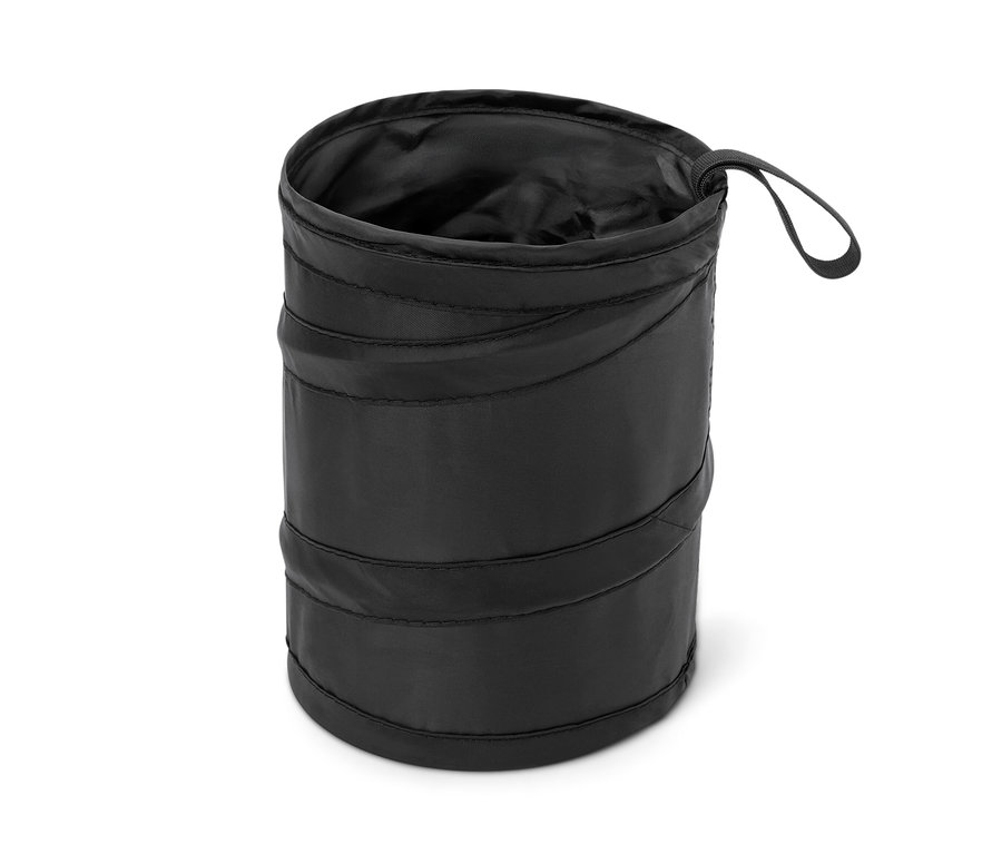 Čierny skladací odpadkový kôš.