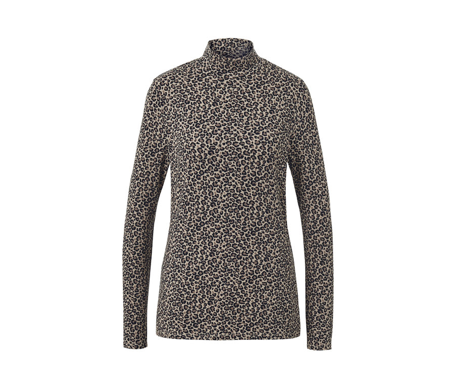 Potlačené blúzkové tričko so stojačikom s leopardím vzorom.