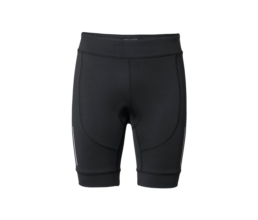 Čierne cyklistické nohavice na bielom pozadí.